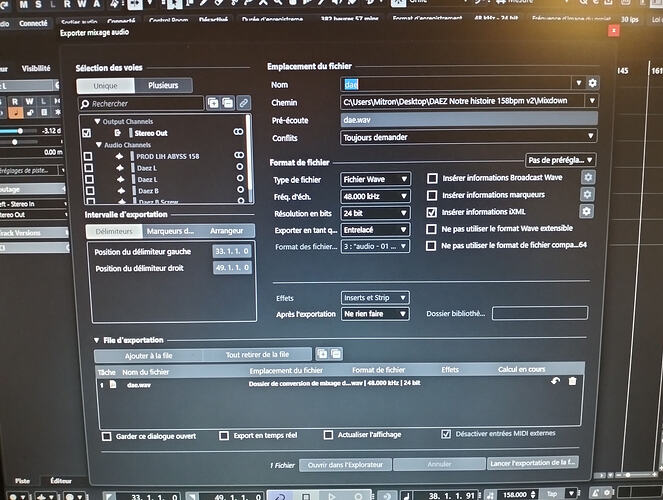 Cubase export